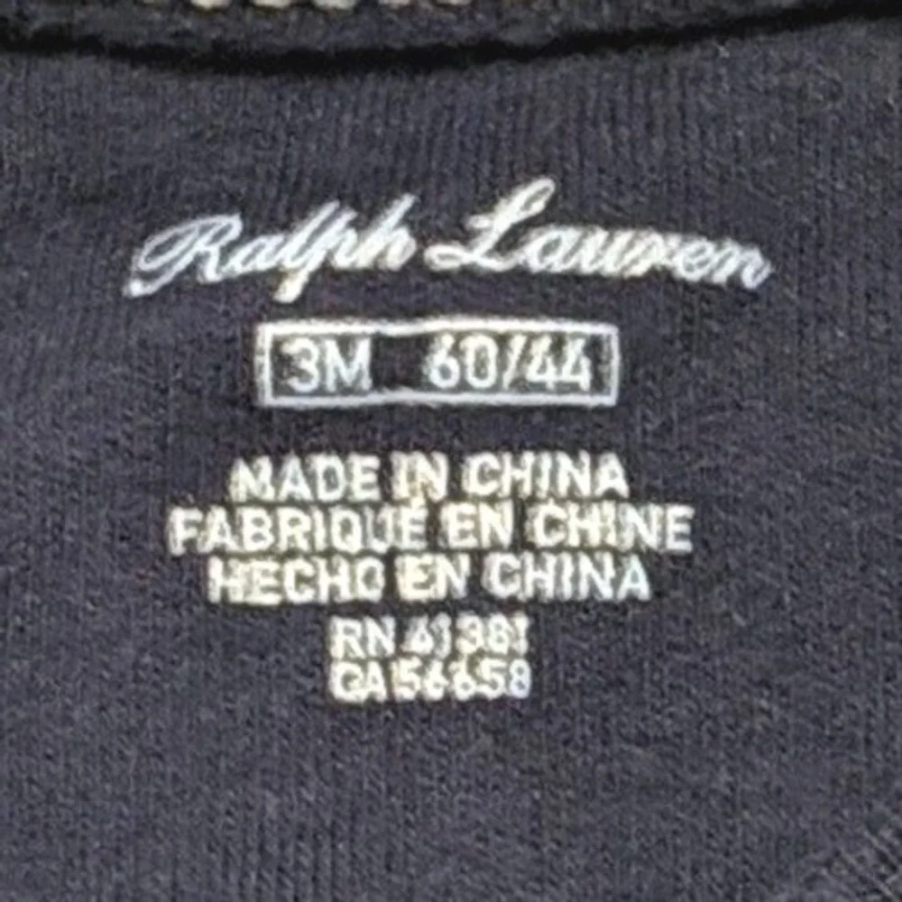 Ralph Lauren Baby Boy Navy Blue Footed Coverall Snap Front Sleeper 3M